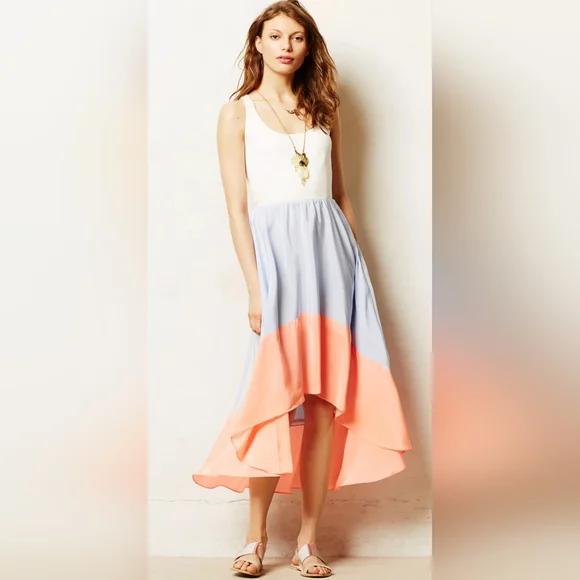 Anthropologie | Dresses | Anthropologie Hutch Capay Dress White Blue Orange  Spring Summer Flowy | Poshmark